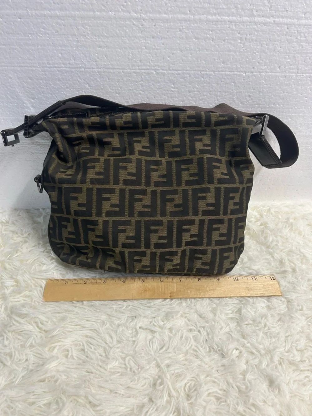 Fendi Brown FF Logo Messenger Bag - Picture 3 of 14